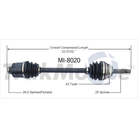 Surtrack Axle Cv Axle Shaft, Mi-8020 MI-8020